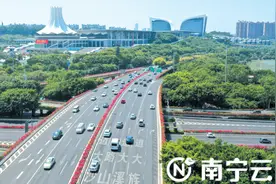 南宁：立交桥“一路生花”车行其中一路浪漫图片