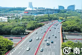 南宁：立交桥“一路生花”车行其中一路浪漫图片