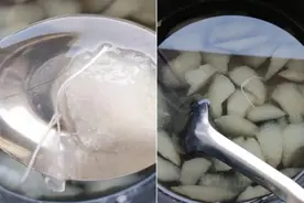 河北女子连续数天煮梨水出现白色线头，网友解答：是冰糖结晶线图片