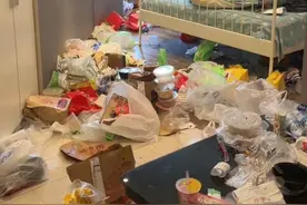 看吐了！00后女子退租留下满屋垃圾图片