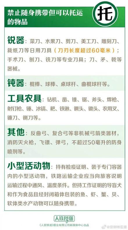 假期出行，哪些物品不能带上火车