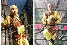 广西一景区惊现“孙悟空”，高空云雾中翻筋斗图片