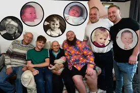 英国96岁老人迎“五世同堂”大团圆，家族基因强大代代皆是男性图片