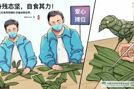 「挑战365天正能量速写画」第343期：残疾兄弟用棕榈叶手编动物世界图片