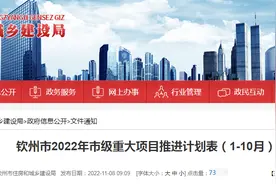 广西钦州2022年市级重大项目推进计划表（1-10月）图片