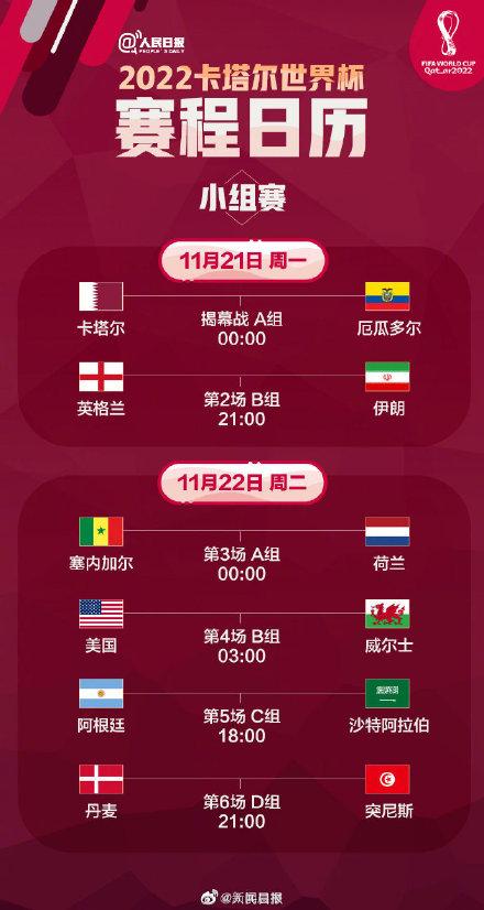 今晚开幕！速度收藏2022卡塔尔世界杯赛程日历