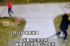 大狗扑向幼童，外婆紧护孩子摔倒：跪着爬出草坪脱险图片