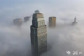 武汉上空现平流雾奇观图片