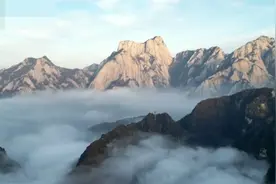 刚柔并济，冬日华山云海壮美晚霞如金视频封面