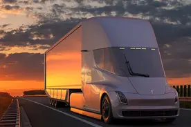 特斯拉纯电半挂重卡交付 满载37吨 续航里程约800公里图片