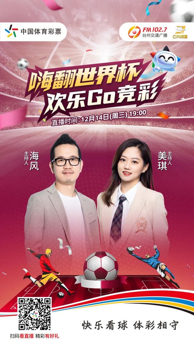 【直播预告】嗨翻世界杯，欢乐GO竞彩！台州体彩视频号直播精彩有好礼！