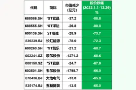 超2亿户股东户均亏损5.5万元 ，291只股票财富蒸发超百亿，2022年股市创4年最熊图片