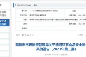 广东省潮州市市场监管局关于流通环节食品安全监督抽检结果的通告（2023年第二期）图片