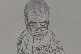 惊艳！7岁萌娃请爷爷当模特速写肖像，网友：老天爷追着喂饭吃图片