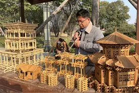 商丘扎刻艺人张红兵：不用一颗钉，万根木棍扎刻“亭台楼阁”图片