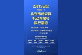 13日北京恢复机动车尾号限行，尾号5和0限行图片