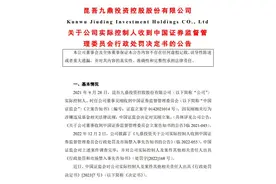 V观财报｜被罚百万，市场禁入五年！九鼎投资实控人干了啥？图片