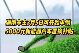 @湖南车主，5000元新能源汽车置换补贴3月5日开始申领图片