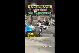 电动车挡风被风吹起，充满了节奏感，挡风：今天高低给车开走！图片