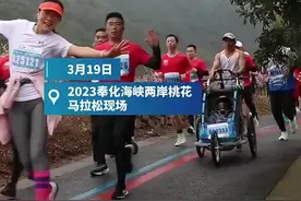 “桃花马”感人一幕：爸爸推着脑瘫儿子跑完第57个马拉松图片