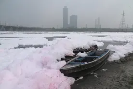 早安·世界｜触目惊心！印度亚穆纳河遭受污染泛有色泡沫图片