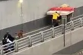 暖心！七旬老人拉车上坡吃力前行 外卖小哥默默在背后推车图片