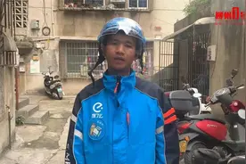 广雅路上的一幕，让这位外卖小哥火了！图片