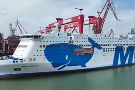 中国自主建造全球最大吨位客滚船，计时系统来自烟台北极星图片