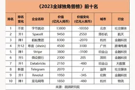 新城市志丨全球十大独角兽企业，半数来自中国图片