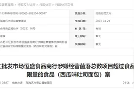 涉嫌经营菌落总数超标西瓜味吐司面包  合肥长江批发市场恒盛食品商行被处罚图片