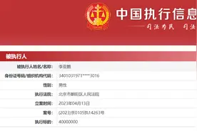 李亚鹏，被强制执行4000万元！图片