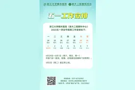 浙江大学眼科医院（浙大二院眼科中心）五一劳动节专家出诊信息图片