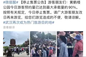 预约量达90%！黄鹤楼今日停止售票，武汉交警：请周边驾驶员提前绕行图片