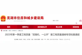 安徽省芜湖市住房和城乡建设局2023年第一季度工程质量“双随机、一公开”暨工程质量通病专项检查通报图片
