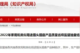 2022年山东省家用和类似用途插头插座产品质量省级监督抽查结果图片