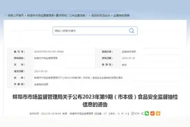 安徽省蚌埠市市场监管局抽检食用农产品37批次  不合格4批次图片