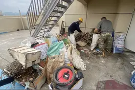 民意通 | 小区居民将楼顶天台改成“厨房” 12345热线现场督办，杂物已清理完毕图片