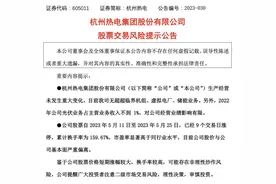 10天9板杭州热电：目前股价与公司基本面严重偏离，或存非理性炒作风险图片