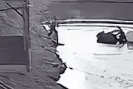 抱40斤石头下水救人，刘大爷，好样的！图片