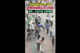 青蛙人偶售卖玩具小蛙蛙，被城管敲破后丢垃圾桶图片