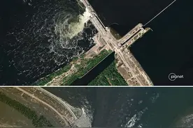 早安·世界｜卡霍夫卡水电站大坝被毁引发洪水，居民连夜撤离图片