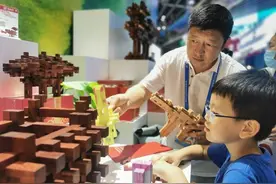 文博会上榫卯积木大放异彩，一家老小“玩转”中国智慧图片