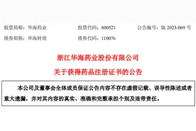 浙江华海药业股份有限公司硝苯地平控释片获得药品注册证书图片