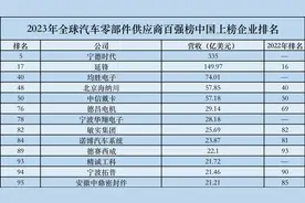 2023全球汽车零部件供应商百强榜：13家中国企业上榜，宁德时代排名第五图片