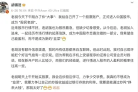 胡锡进炒股第二天又赚了！买入7.5万元股票，浮盈已超两百图片