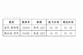 7月23日起国航将新开重庆直飞新加坡航线 往返票价2650元起图片