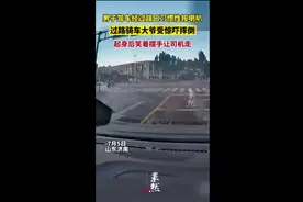 男子驾车经过路口习惯性按喇叭，过路骑车大爷受惊吓摔倒，起身后笑着摆手让司机走图片