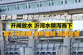 临沂小埠东橡胶坝开闸放水 沂河水倾泻而下 如万马奔腾图片