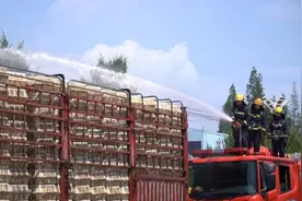 三伏天一车活鸡集体中暑，消防员洒水为车主挽损近10万元图片