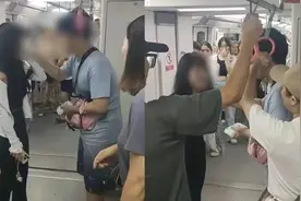 母亲怀疑儿子在地铁里被人偷拍，直接用水瓶砸破女子头，鲜血直流图片